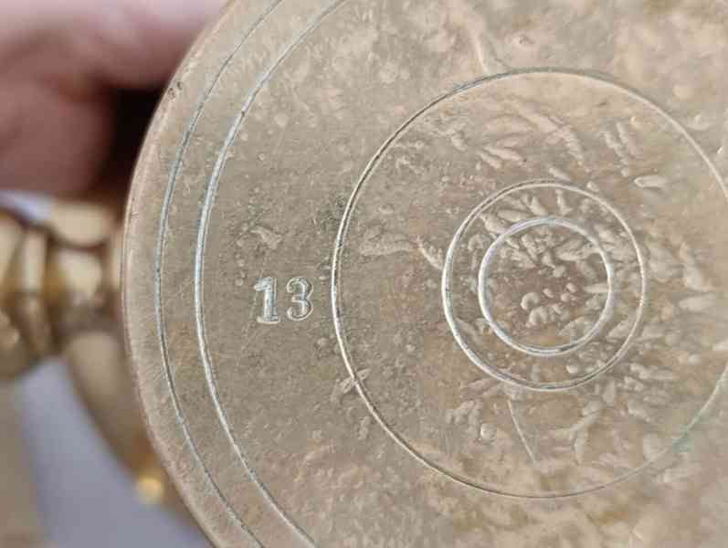 Velký starožitný mosazný hmoždíř s tloukem (3,25 kg) – masiv - foto 16