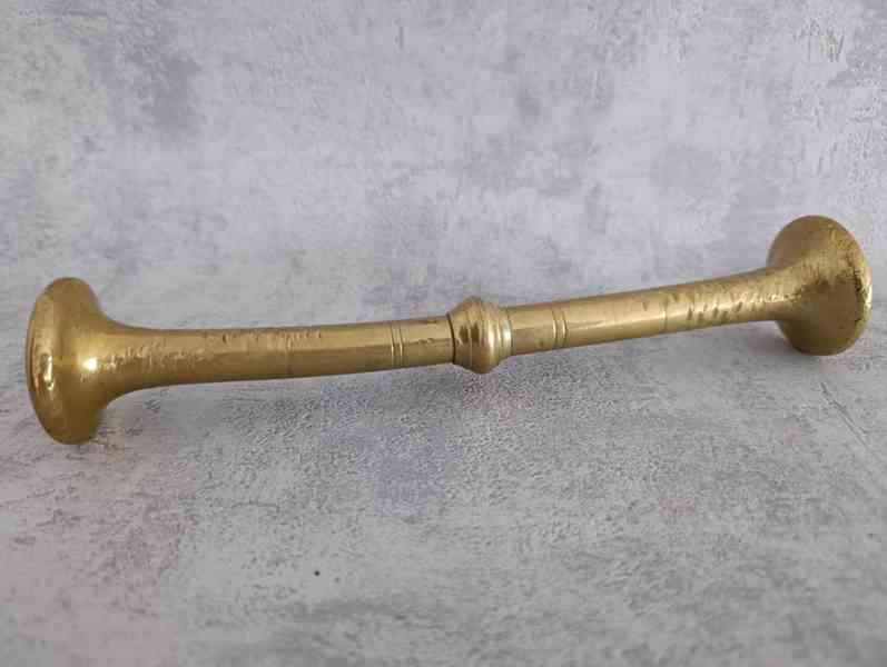 Velký starožitný mosazný hmoždíř s tloukem (3,25 kg) – masiv - foto 14