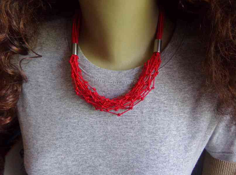 Náhrdelník červený součkový - foto 2