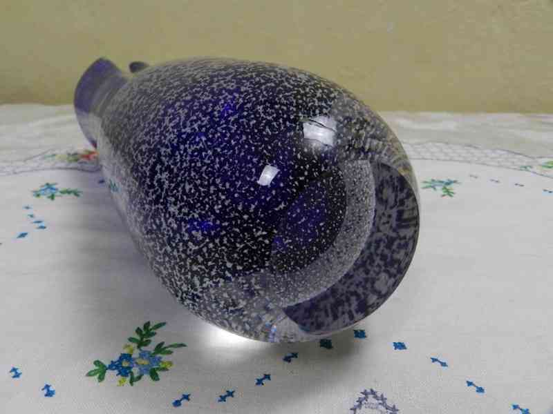Zajímavá modrá Autorská Váza z hutního skla - foto 6