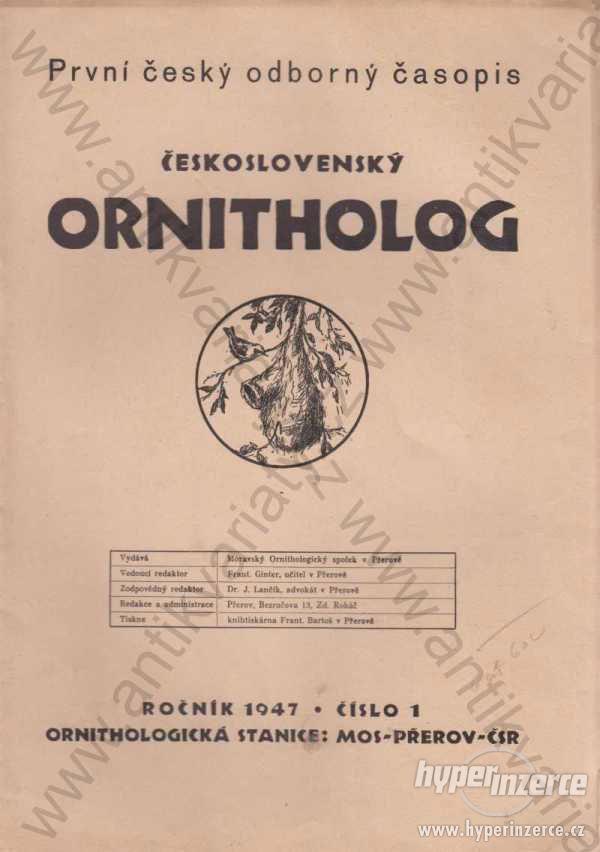 Československý ornitholog 1947 František Ginter - foto 1