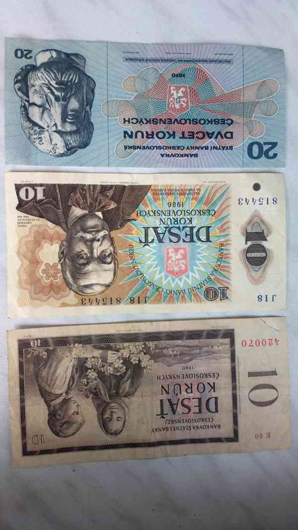 bankovky českoslovesnké 10, 10 a 20 Kčs celkem zachovalé - foto 15