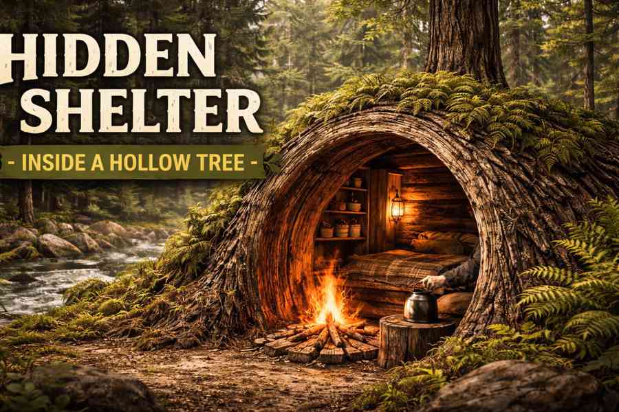Built a Fully Hidden Modern Shelter Inside a Massive Hollow 