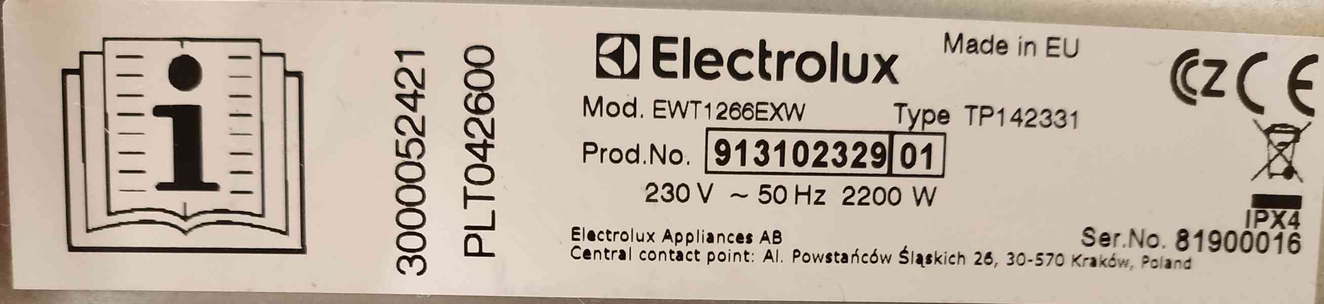 Elektrolux EWT1266EXW, A+++, 6,0 Kg, 1200/Ot – ZÁRUKA - foto 8