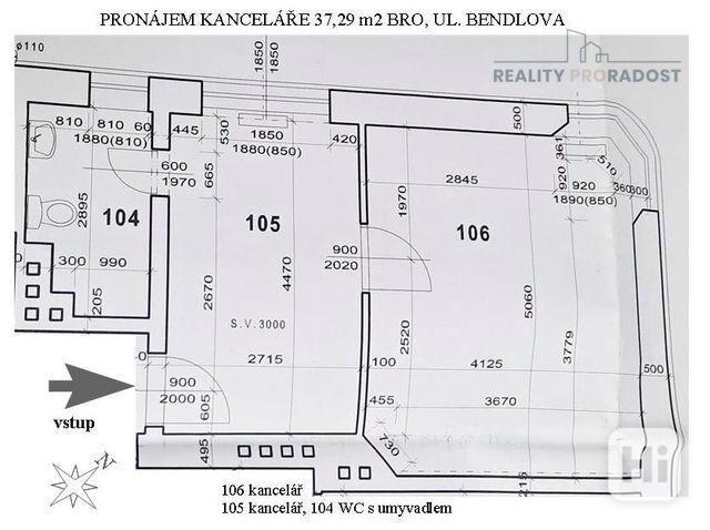 Pronájem kanceláře 37 m2 Brno Černá Pole, ul. Bendlova - foto 2