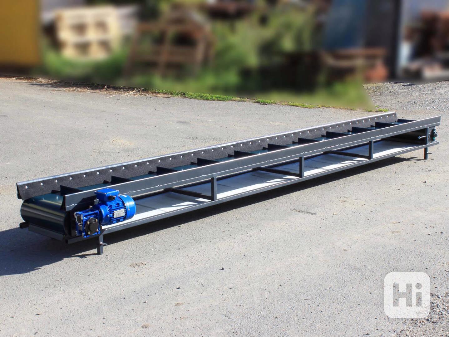 Pásový dopravník 400x35 cm s unašeči a s motorem - foto 1