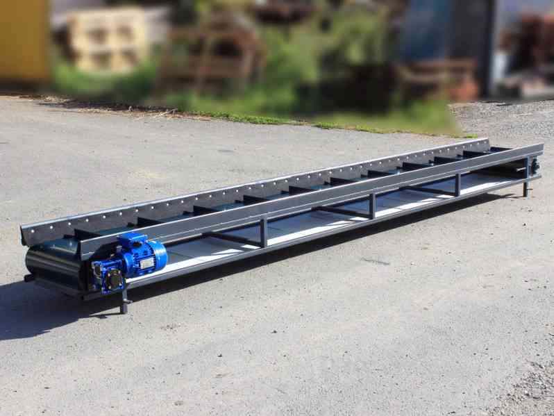 Pásový dopravník 400x35 cm s unašeči a s motorem - foto 1