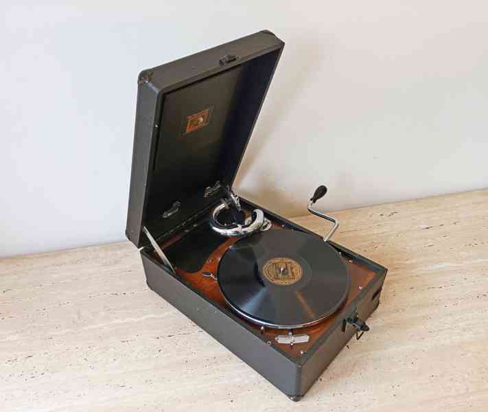 Starožitný gramofon na kliku His Master’s Voice, rok 1931   - foto 6