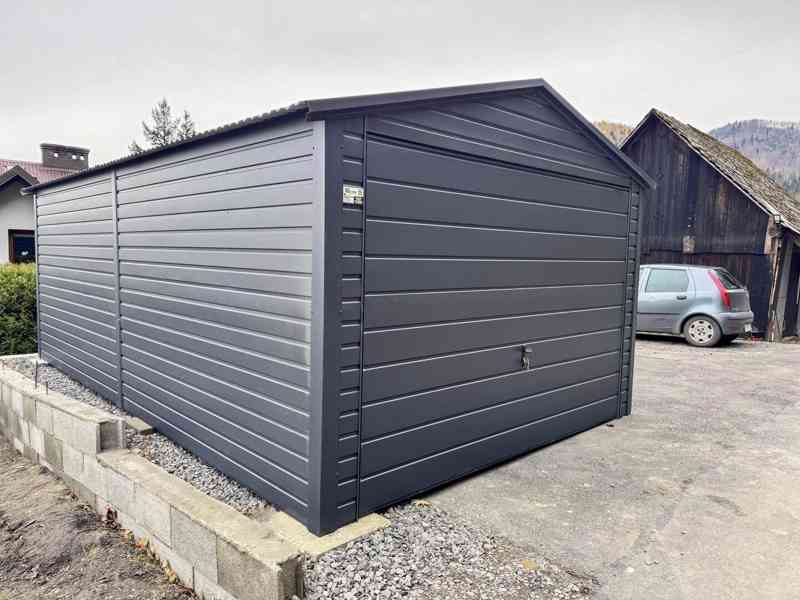 Plechova garáž 3,5x6m -  výklopná vrata - Antracit -  TS973 - foto 2