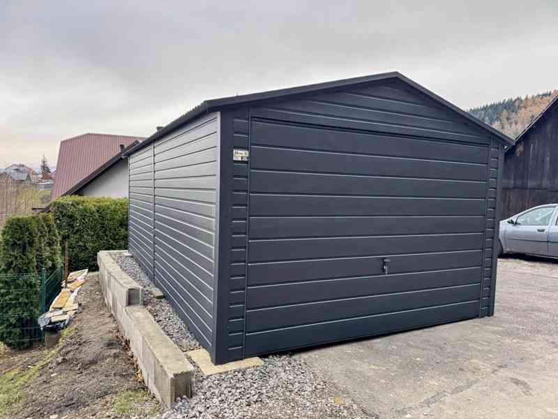 Plechova garáž 3,5x6m -  výklopná vrata - Antracit -  TS973 - foto 3