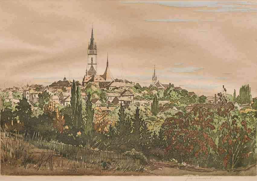 Jan C. Vondrouš (1884–1970): Čáslav, 1948, grafika na papíře - foto 2