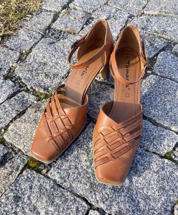 Dámské kožené elegantní sandály, Tamaris, 38 - foto 7