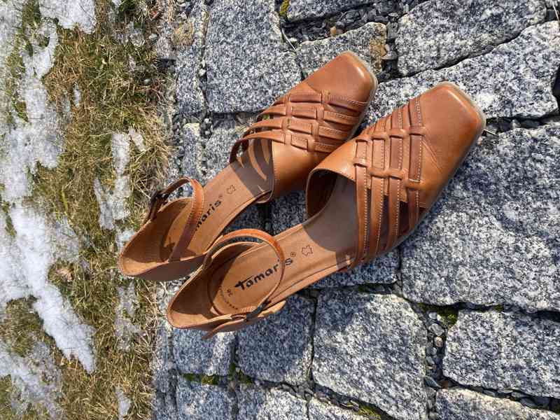 Dámské kožené elegantní sandály, Tamaris, 38 - foto 4
