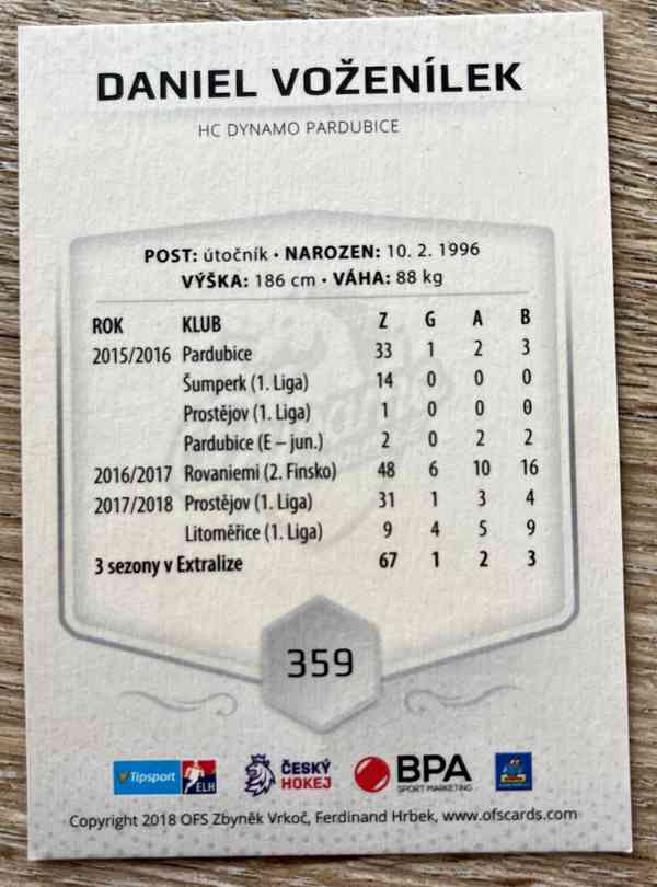Podepsaná hokejová karta Daniel Voženílek - foto 2
