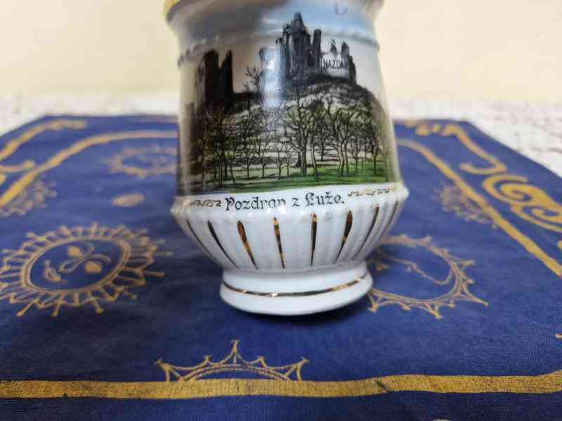 Sbírkový starý Hrnek Mušlák Pozdrav z Luže místopis - foto 2