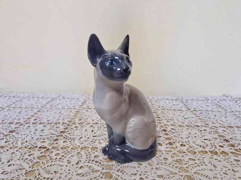 Porcelánová Plastika sedící Kočka Kocour Kodaň Copenhagen - foto 6