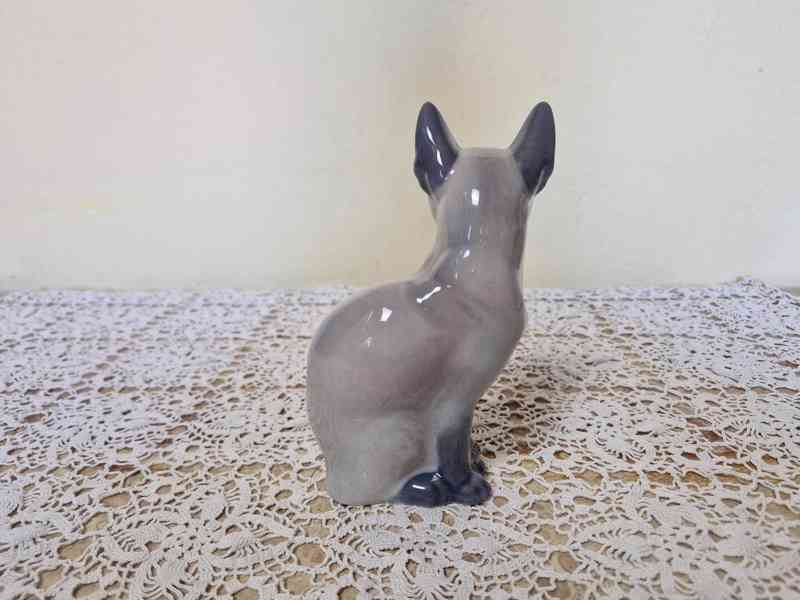 Porcelánová Plastika sedící Kočka Kocour Kodaň Copenhagen - foto 4