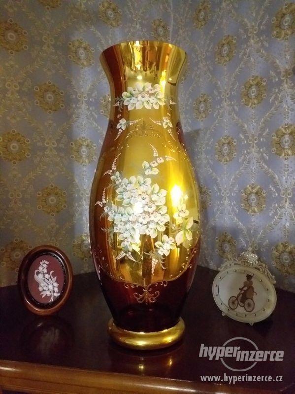 Česká váza - smaltované,ručně malované sklo