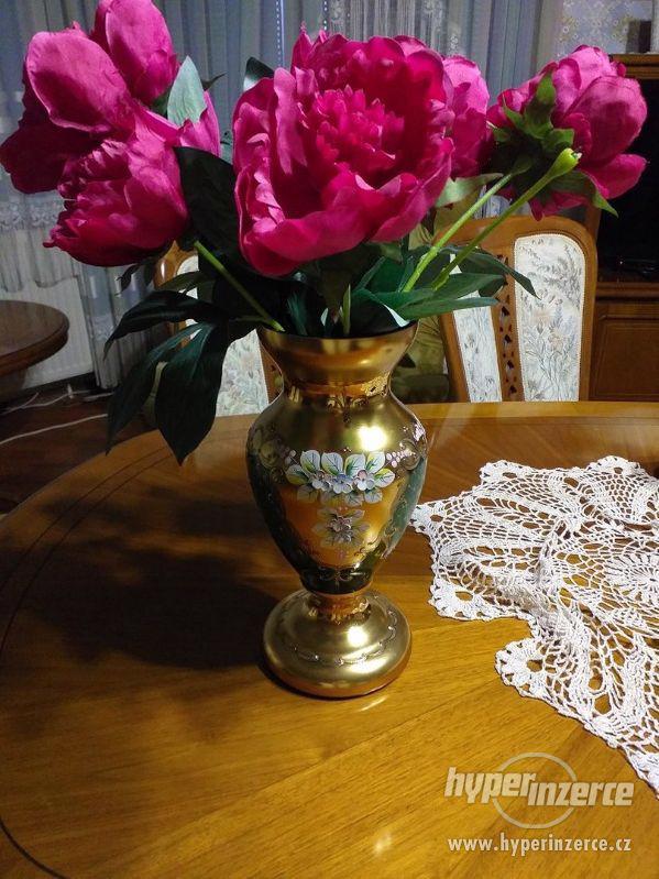Česká váza - smaltované,ručně malované sklo - foto 2