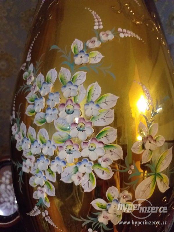 Česká váza - smaltované,ručně malované sklo - foto 3