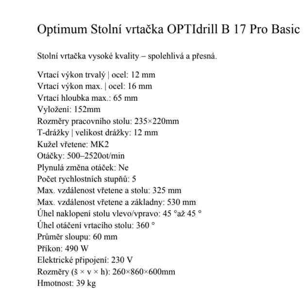 Stolní vrtačka Optimum maschinen OPTIdrill B 17PRO - foto 7