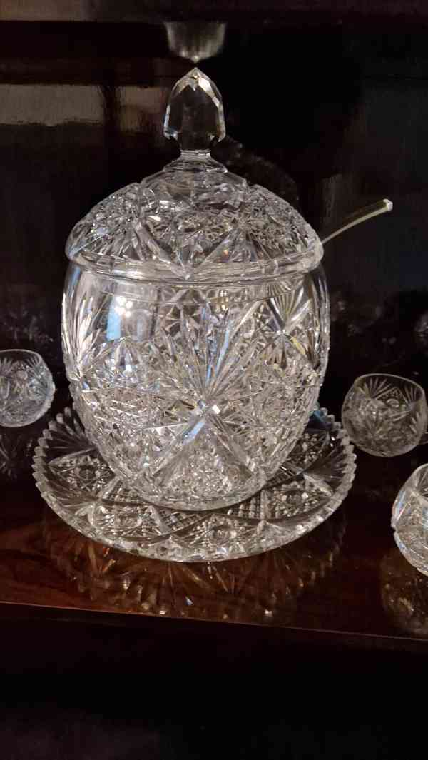 Broušený skleněný servis křišťál-souprava "Bowle" - foto 3