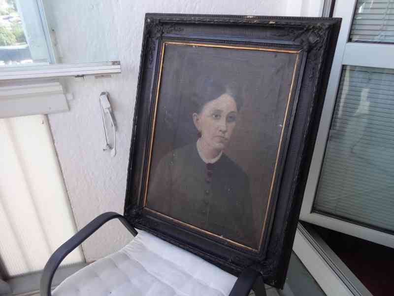 Starožitný signovaný portrét-1890-olej,plátno  - foto 5