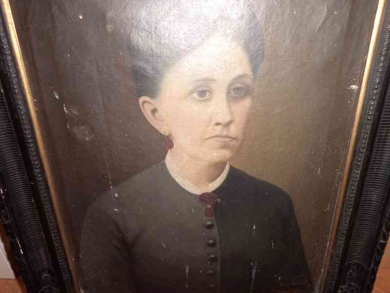 Starožitný signovaný portrét-1890-olej,plátno  - foto 1
