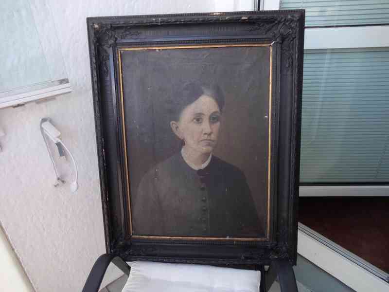 Starožitný signovaný portrét-1890-olej,plátno  - foto 4
