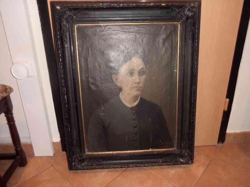 Starožitný signovaný portrét-1890-olej,plátno  - foto 2