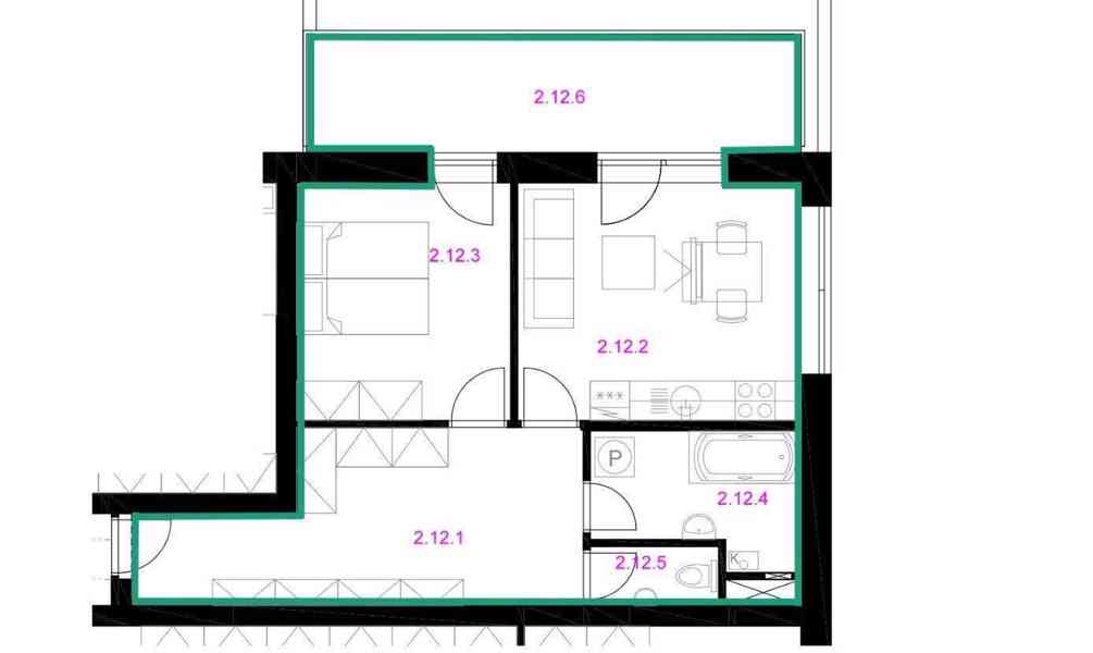 Prodej bytu 2+kk 50 m2 s balkonem 13 m2 - Rousínov - 02 - 2.12/S20 - foto 5