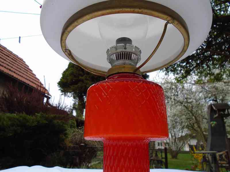 Retro lampa lampička Opálové sklo skleněná funkční top stav - foto 4
