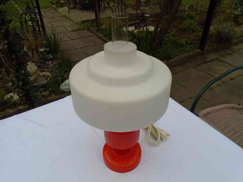 Retro lampa lampička Opálové sklo skleněná funkční top stav - foto 2