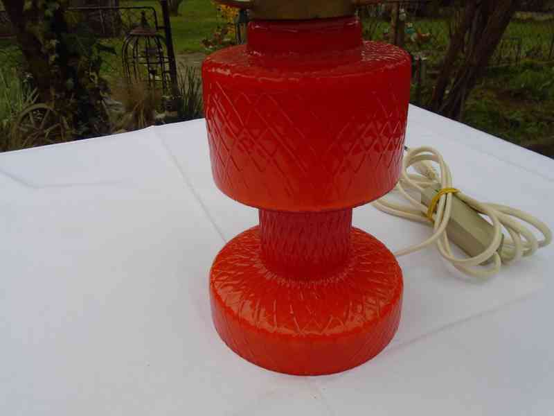 Retro lampa lampička Opálové sklo skleněná funkční top stav - foto 7