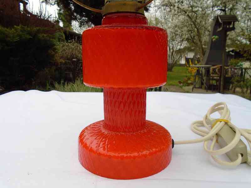 Retro lampa lampička Opálové sklo skleněná funkční top stav - foto 3