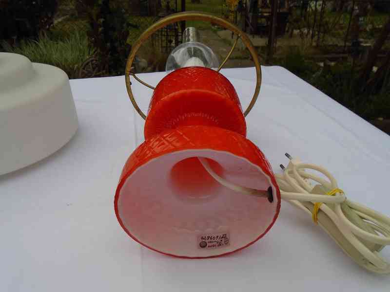 Retro lampa lampička Opálové sklo skleněná funkční top stav - foto 10