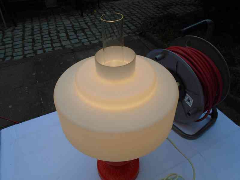 Retro lampa lampička Opálové sklo skleněná funkční top stav - foto 15
