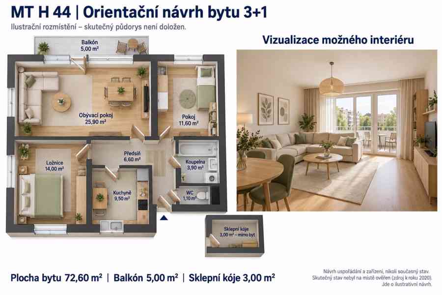 BJ Brno – Štýřice, 3+1/B, ve 2. NP, o vým. 72,60 m2 - foto 8