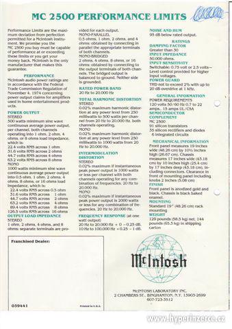 McIntosh  MC 2500, C 34 V, jedny z nejlepších komponentů zn. - foto 11