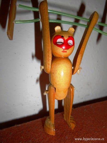 Stará dřevěná cvičící opice v orig. obalu TOP!!! - foto 1