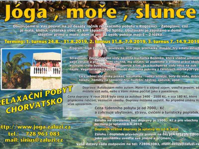 Slunce, moře, jóga v Chorvatsku 29.8.- 5. září 2020 - foto 1