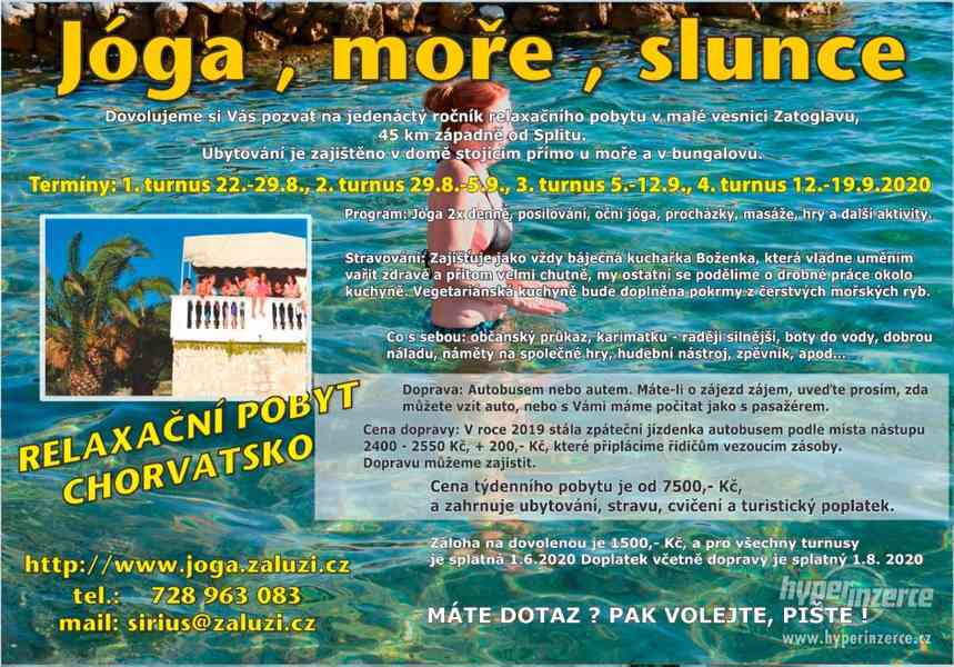 Slunce, moře, jóga v Chorvatsku 29.8.- 5. září 2020 - foto 2