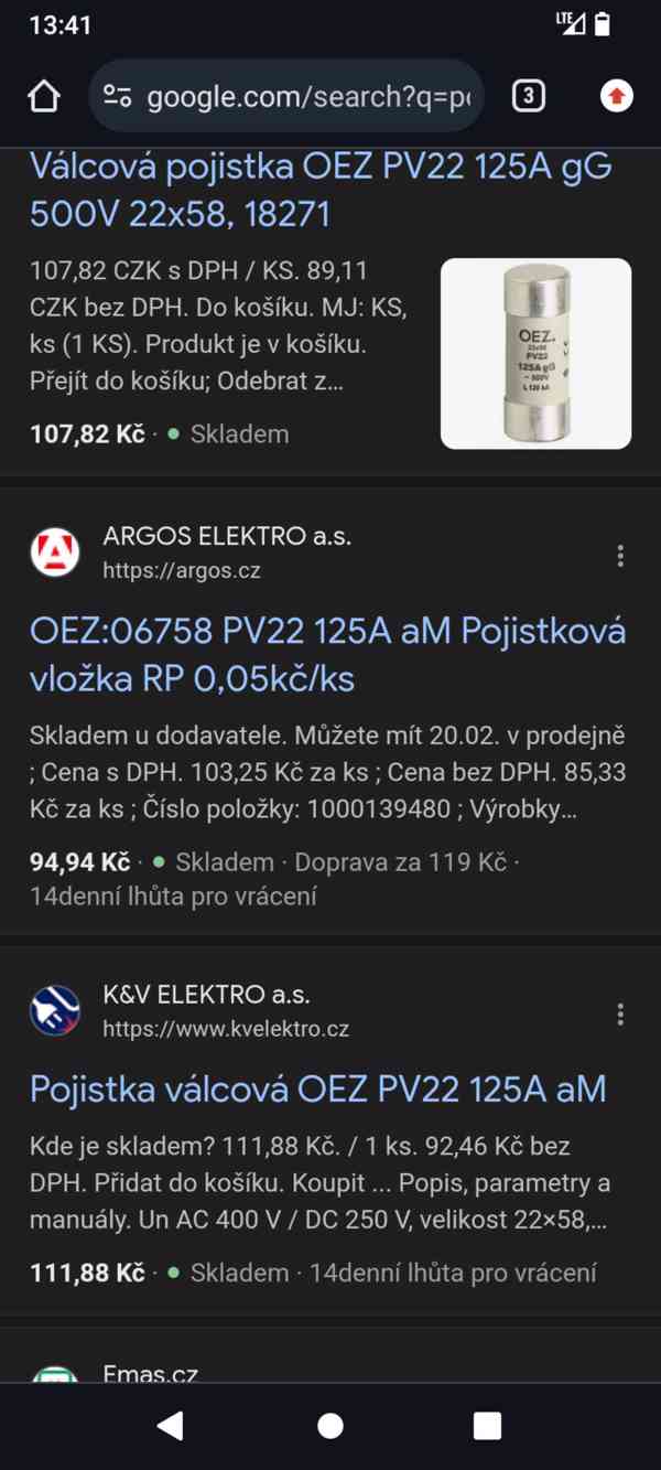 Válcová pojistka Varius OEZ PV22 125A gG sada 10kusů - foto 2