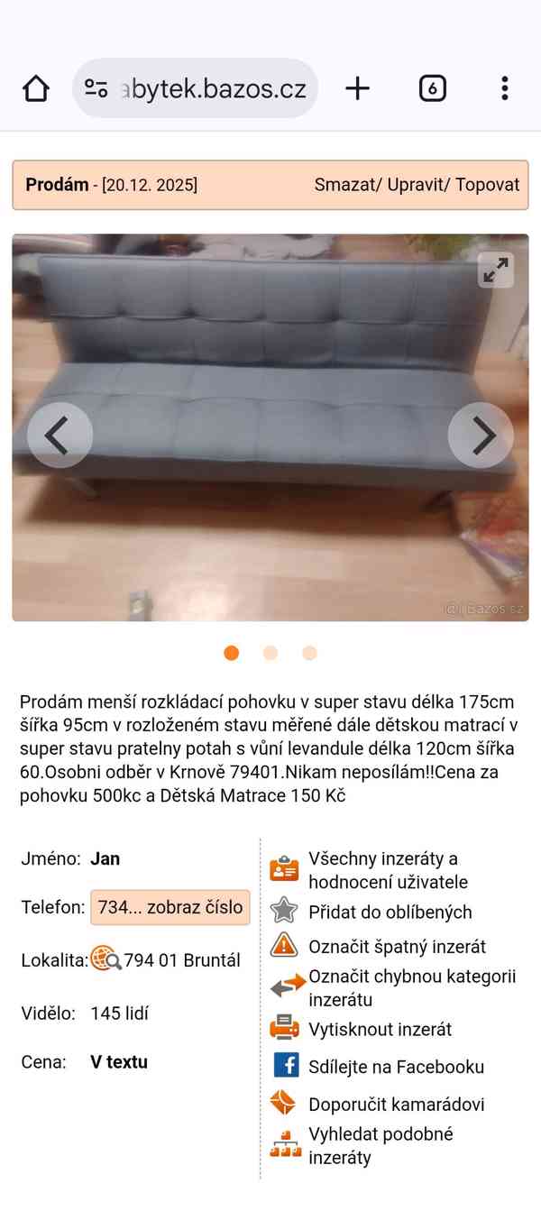 Dětská Matrace +rozkládací pohovku  - foto 3