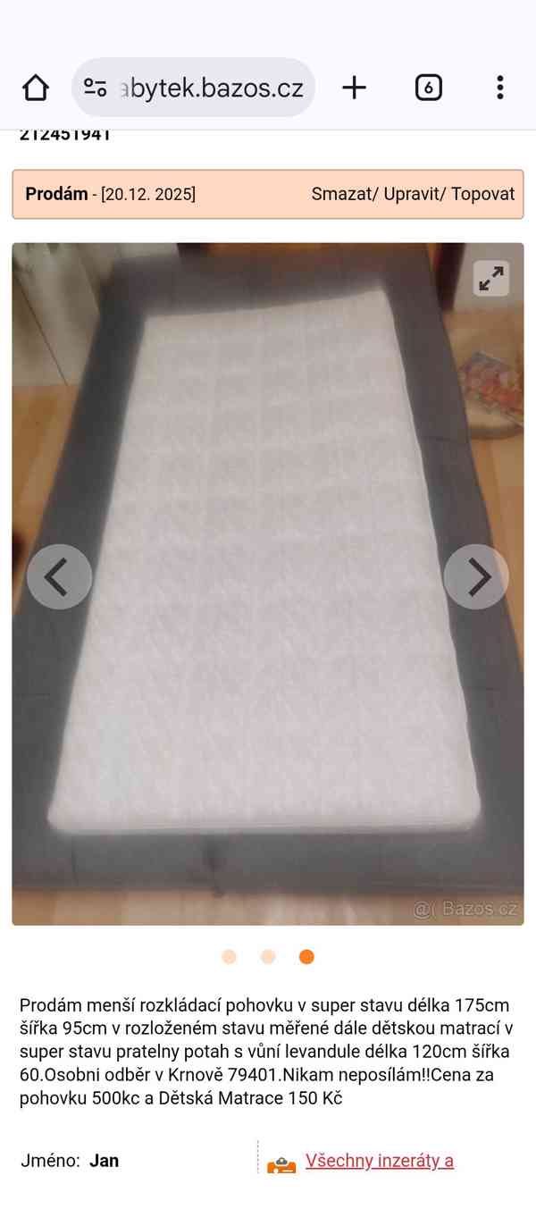 Dětská Matrace +rozkládací pohovku  - foto 2