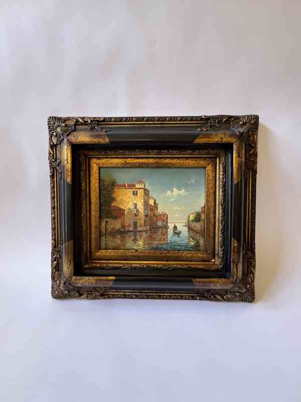 Itálie Benátky - obraz ve zlatém zdobeném rámu - foto 1