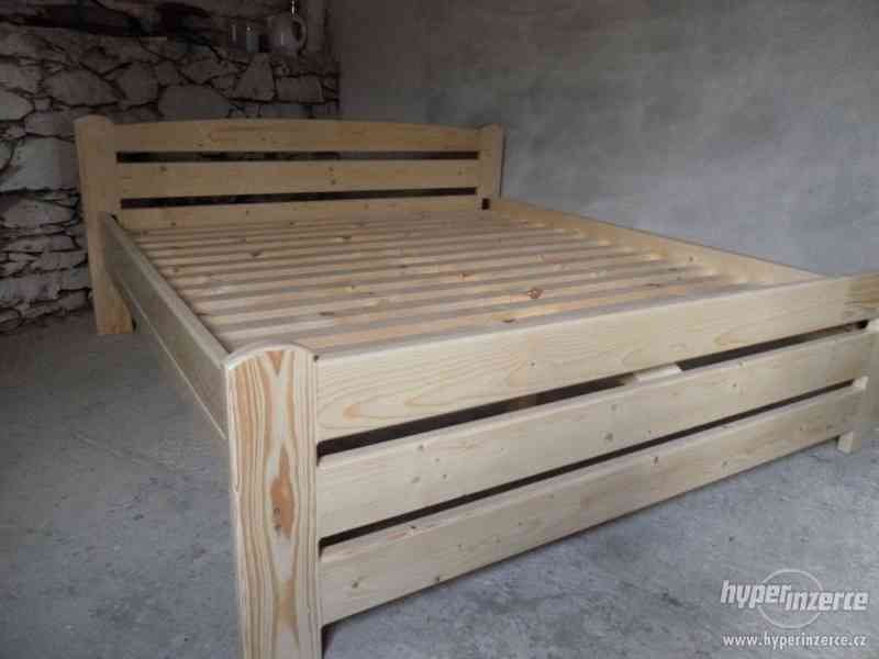 Dřevěné dvojlůžko – Masiv 180 × 200-NOVÉ - foto 2
