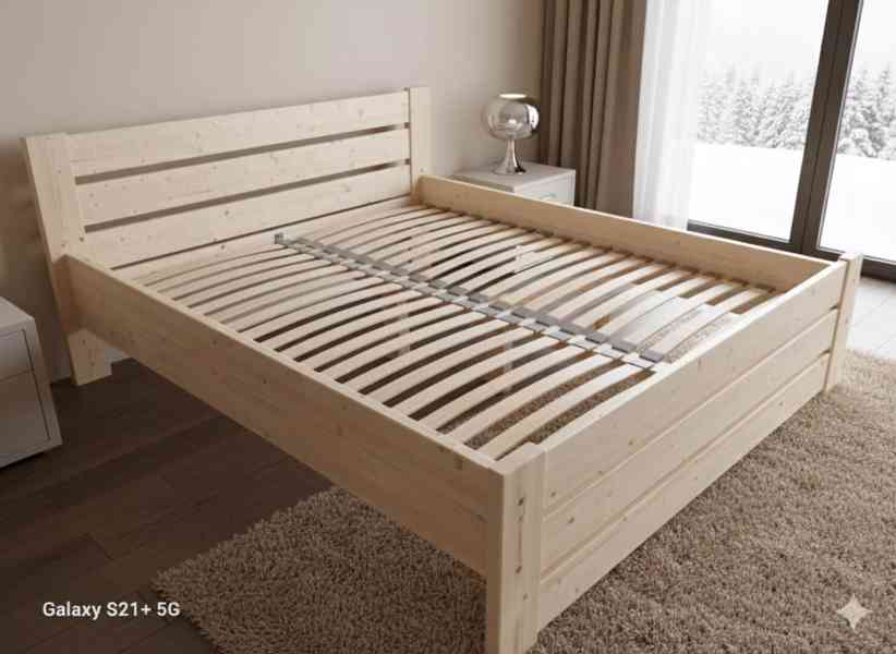 Dřevěné dvojlůžko – Masiv 180 × 200-NOVÉ - foto 2