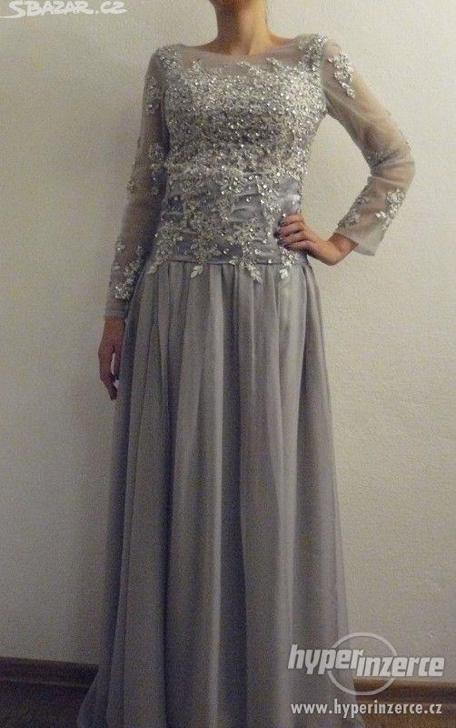 společenské šaty - styl Elie Saab - stříbrné šaty na ples - foto 4