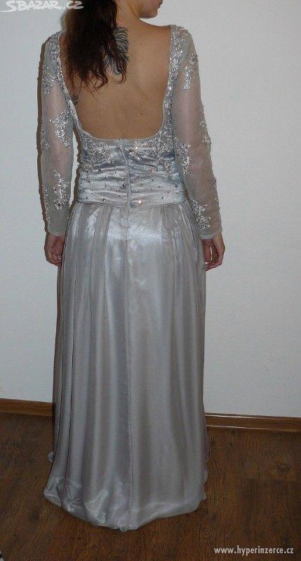 společenské šaty - styl Elie Saab - stříbrné šaty na ples - foto 5
